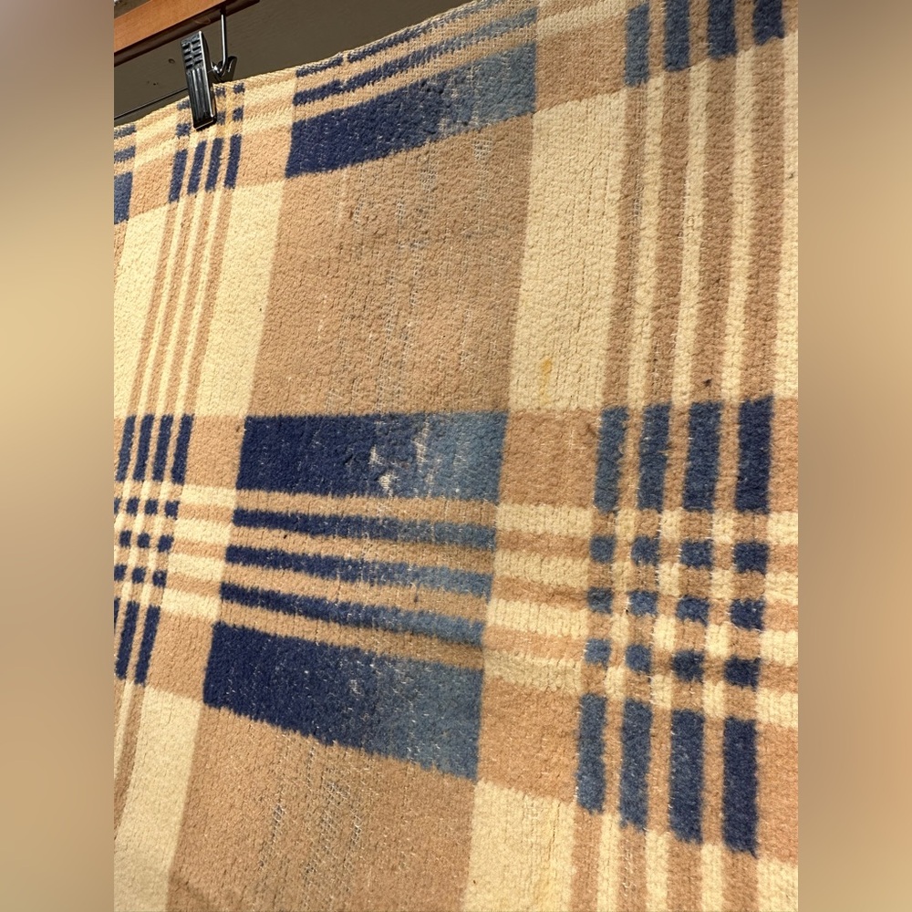 Vintage Antique Blue Wool Camp Blanket - Picture 8 of 9